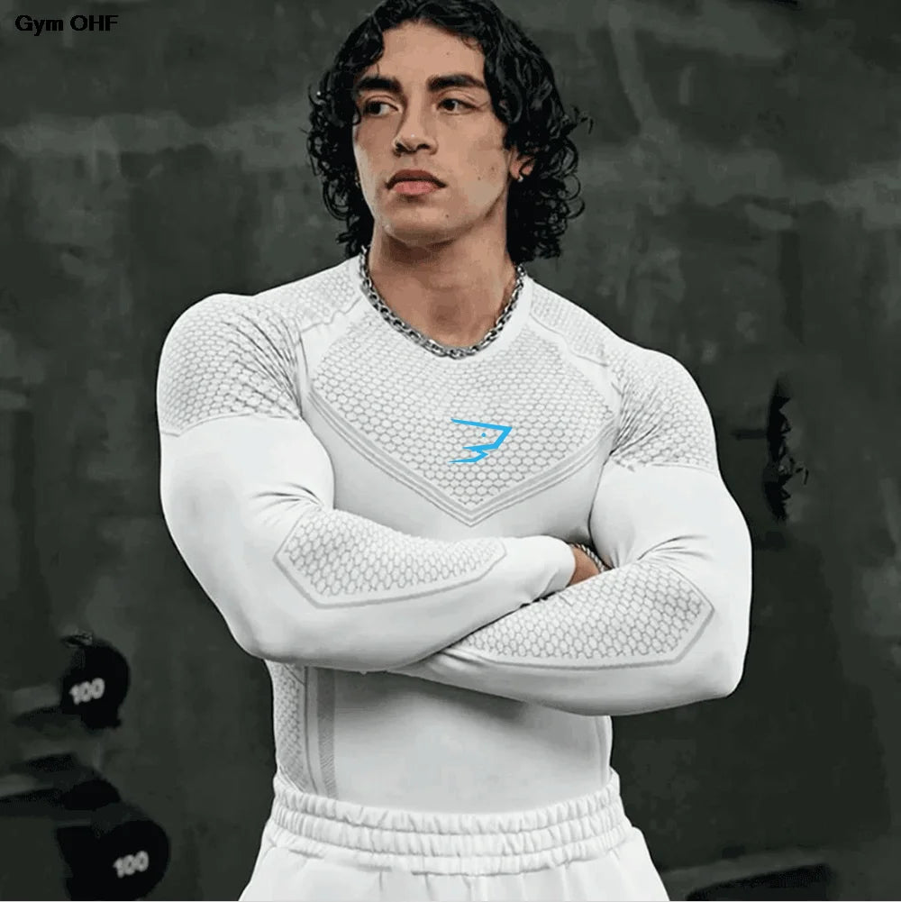 2026 New Running T-shirts Men Compression Long Sleeve Sports Shirts Trainning & Exercise Gym Fitness Quick Drying Sportswear