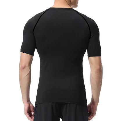 Spider Print Compression Shirts for Men Summer Short Sleeve Rash Guard Gym Workout Running Tshirt Athletic Quick Dry Tees Tops
