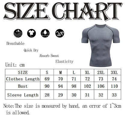Men's Flight Print Quick Dry Compression Elastic T-Shirt Gym Running Training Slim Fit Athletic Sportswear Workout Top for Gyms