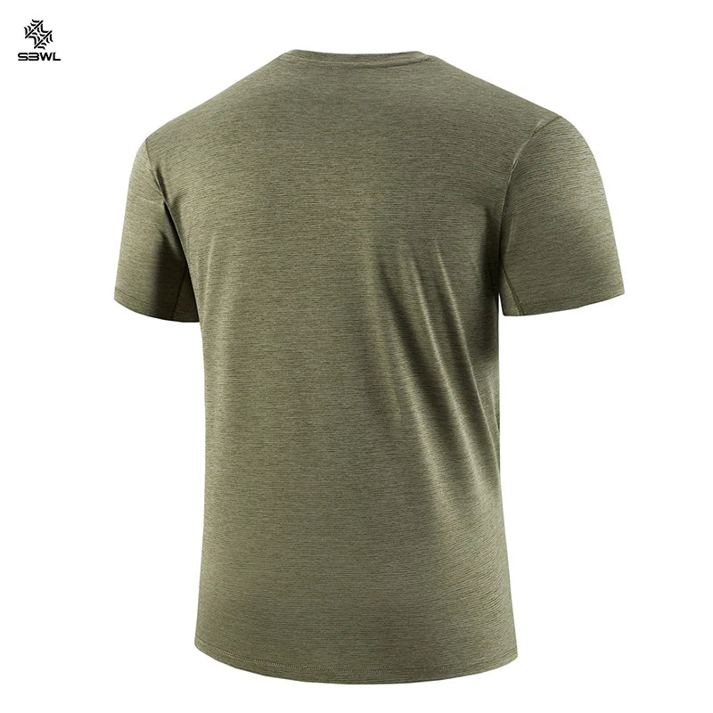 SBWL Fashion Football Style Men's Outdoor Running Fitness Loose Short Sleeve T-Shirt Breathable Quick Drying Casual Gym Tops