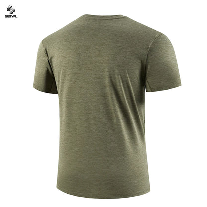 SBWL Fashion Football Style Men's Outdoor Running Fitness Loose Short Sleeve T-Shirt Breathable Quick Drying Casual Gym Tops