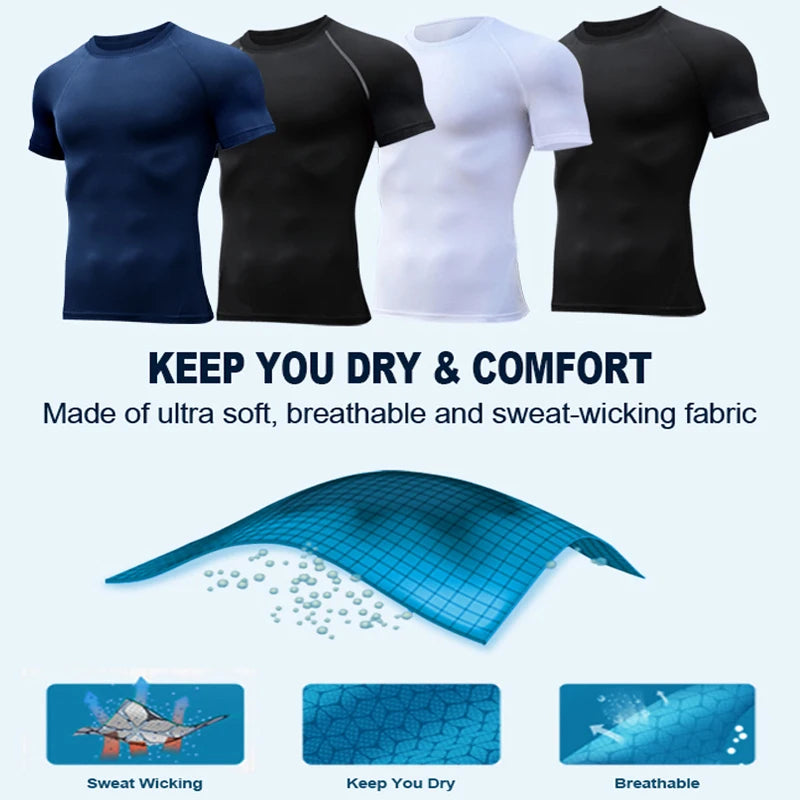 Spider Print Compression Shirts for Men Summer Short Sleeve Rash Guard Gym Workout Running Tshirt Athletic Quick Dry Tees Tops