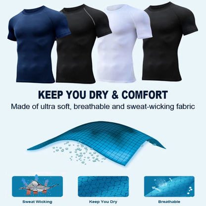 Spider Print Compression Shirts for Men Summer Short Sleeve Rash Guard Gym Workout Running Tshirt Athletic Quick Dry Tees Tops
